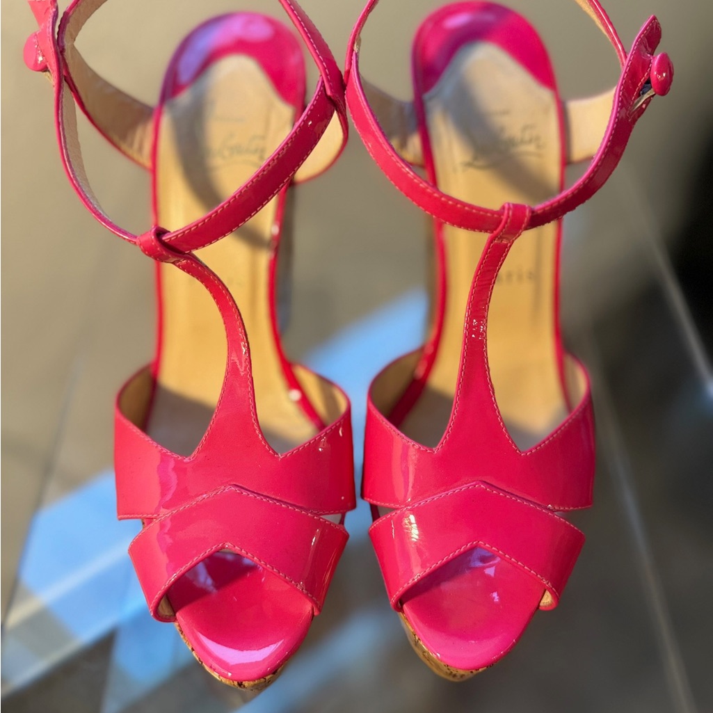 Christian Louboutin Hot Pink Patent Wedges